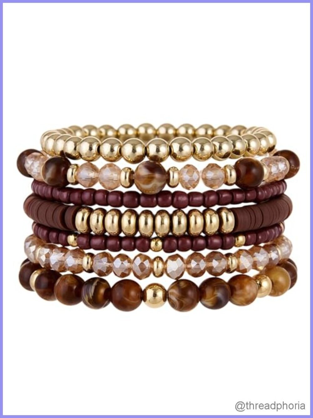 Bohemian Stackable Stretch Bead Bracelet Set for Women, Multilayer Boho